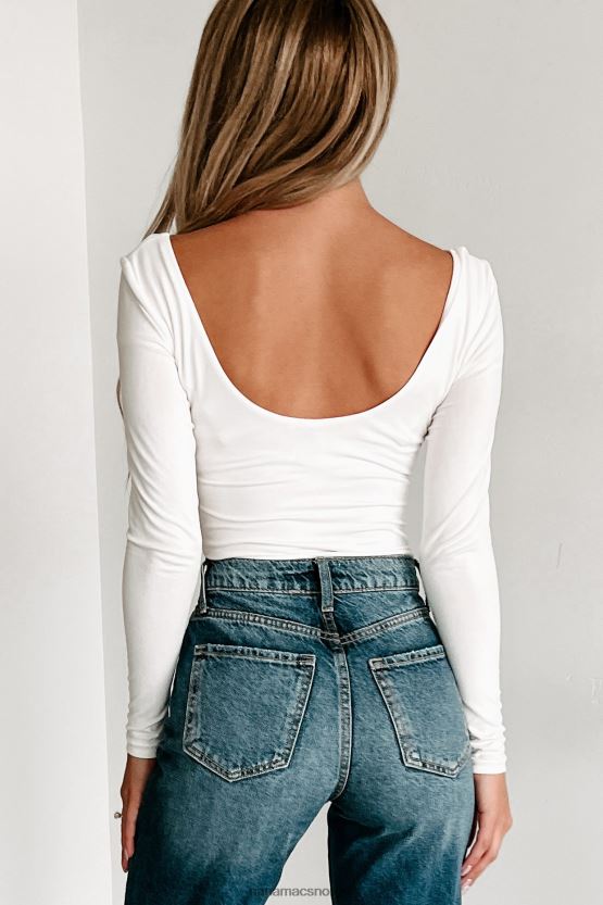 hvit NanaMacs macie original bodysuit med v-hals 402NJ0327