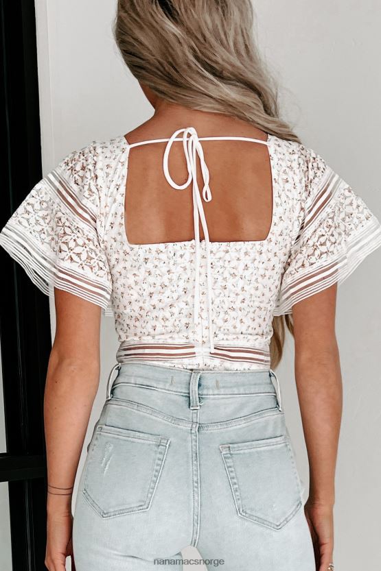 hvit NanaMacs sikkert søt floral kortermet bodysuit 402NJ0409