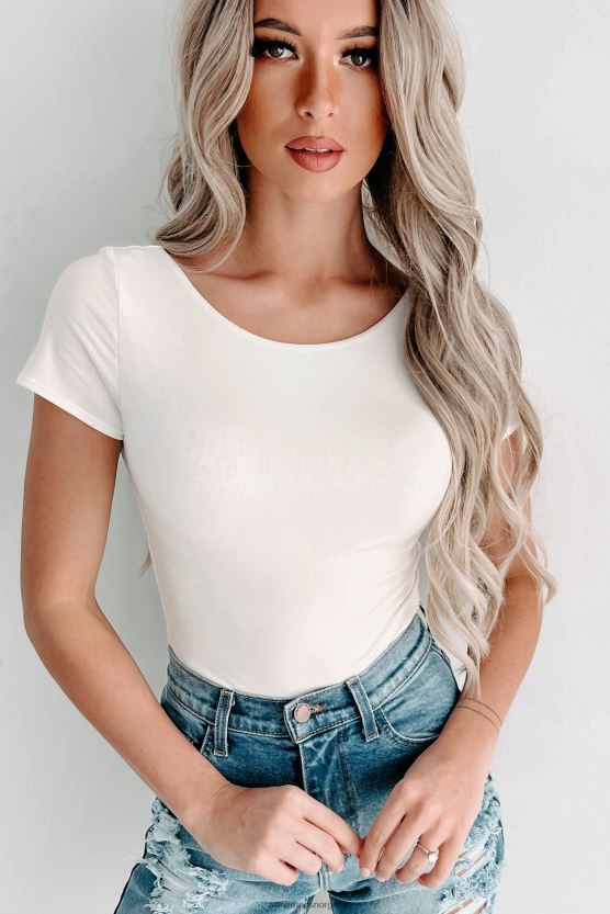 krem NanaMacs chancy original bodysuit med kort ermet scoop back 402NJ0284