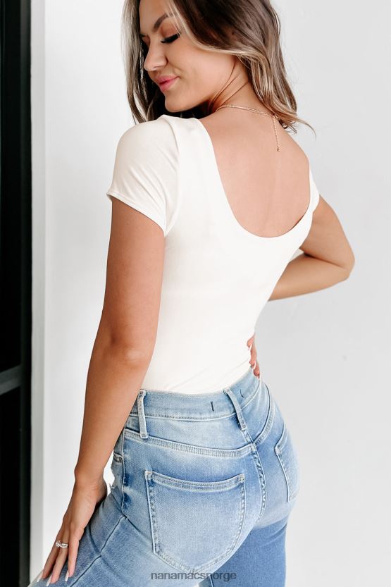 krem NanaMacs chancy original bodysuit med kort ermet scoop back 402NJ0284