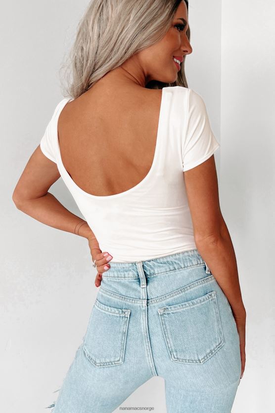 krem NanaMacs meera original bodysuit med kort ermet v-hals 402NJ0316