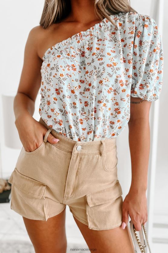 pulver blå NanaMacs fortsett å blomstre en skulder floral bodysuit 402NJ034