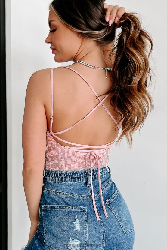 rosa NanaMacs være dristig paljett tie tilbake bodysuit 402NJ0398