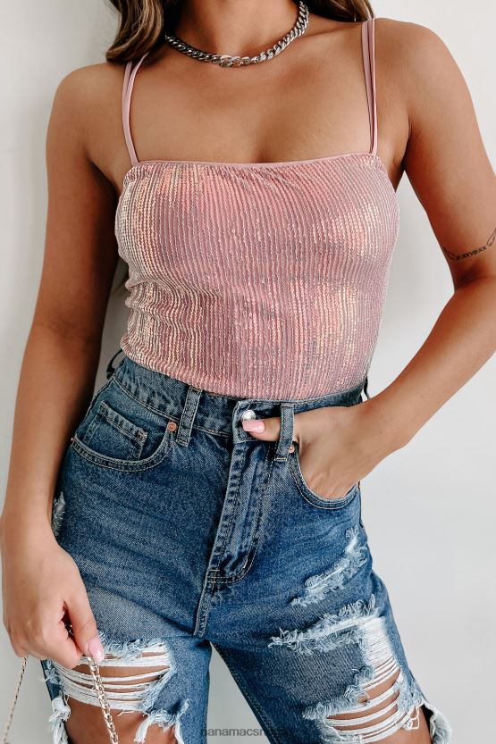 rosa NanaMacs være dristig paljett tie tilbake bodysuit 402NJ0398