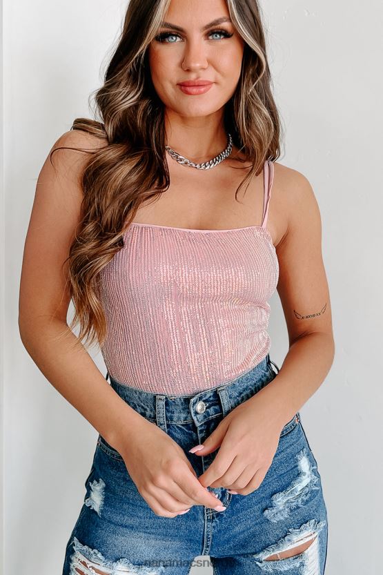 rosa NanaMacs være dristig paljett tie tilbake bodysuit 402NJ0398