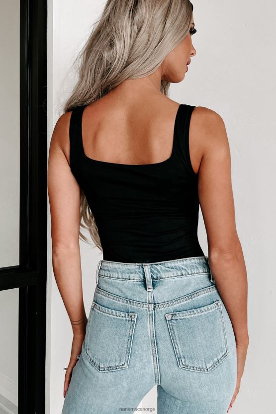 svart NanaMacs candace original bodysuit med ermeløs firkantet hals 402NJ0320