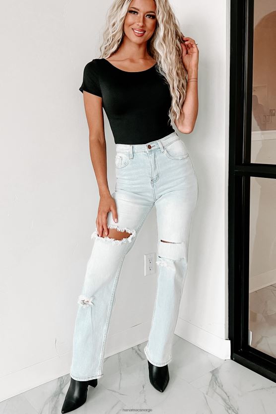 svart NanaMacs chancy original bodysuit med kort ermet scoop back 402NJ0288