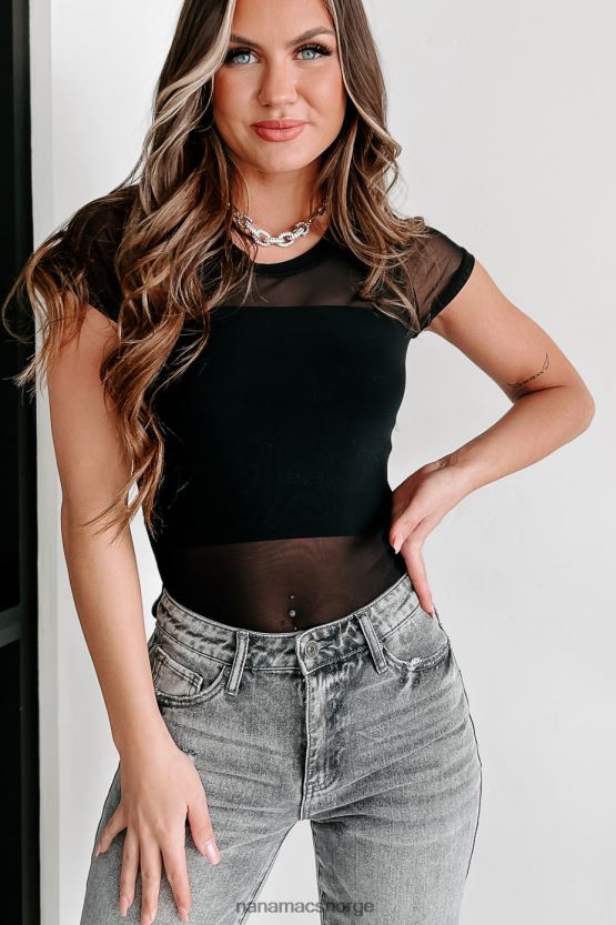 svart NanaMacs chantelle mesh kortermet body 402NJ0462