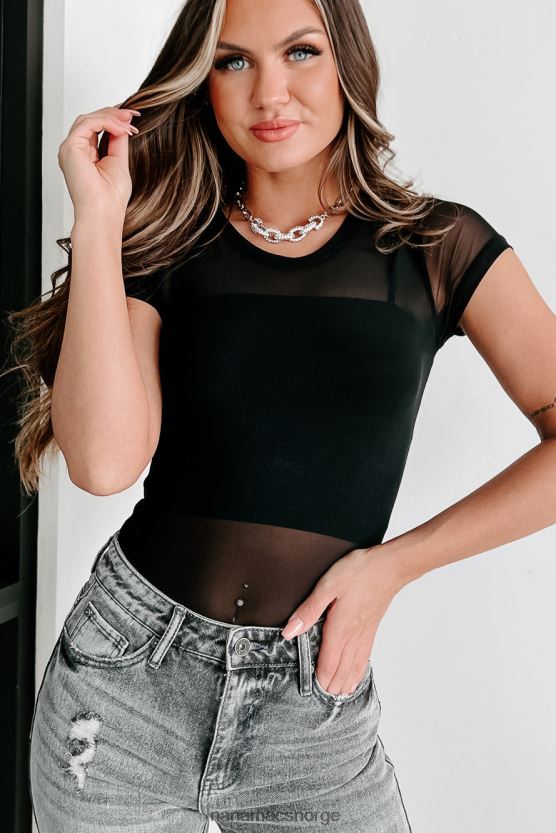 svart NanaMacs chantelle mesh kortermet body 402NJ0462