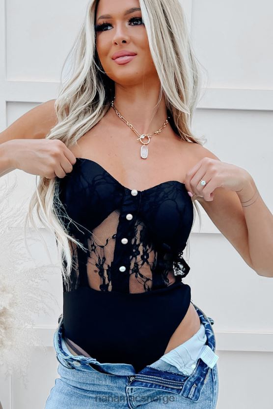 svart NanaMacs djevelsk sjarm stroppeløs blondebody 402NJ0207