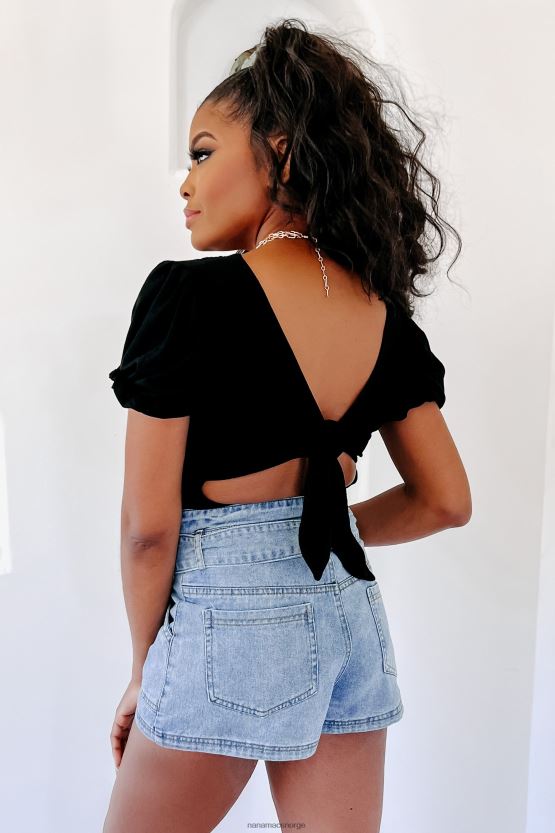 svart NanaMacs dristig fremskritt med puffermer med knytebakover 402NJ0346