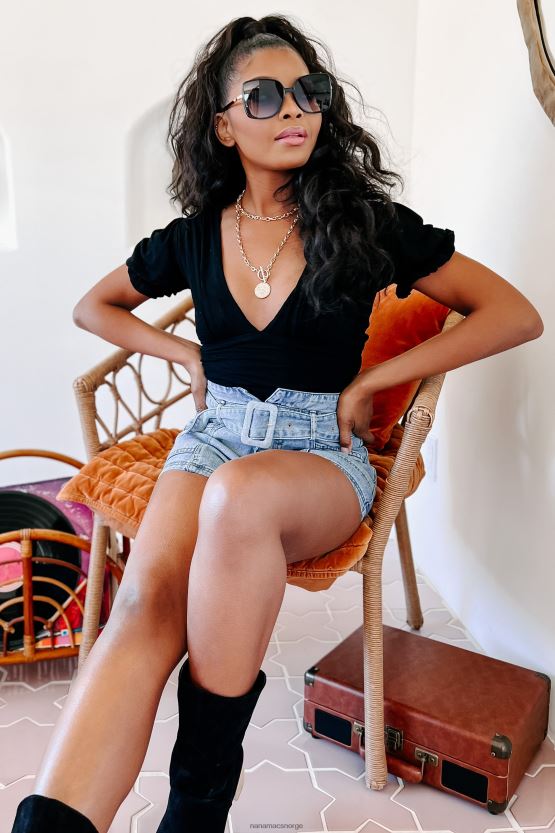 svart NanaMacs dristig fremskritt med puffermer med knytebakover 402NJ0346