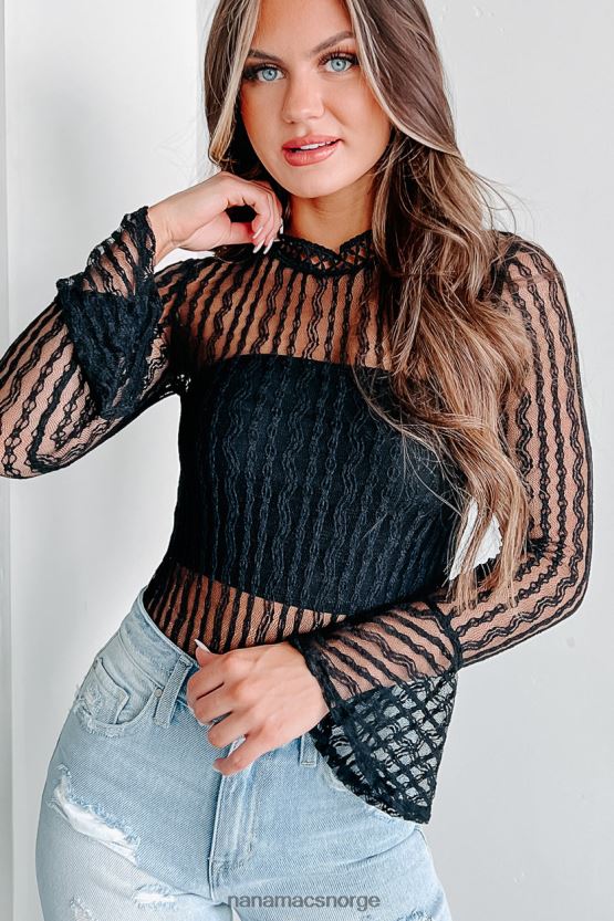 svart NanaMacs følelse av sødme blonder bodysuit 402NJ0375