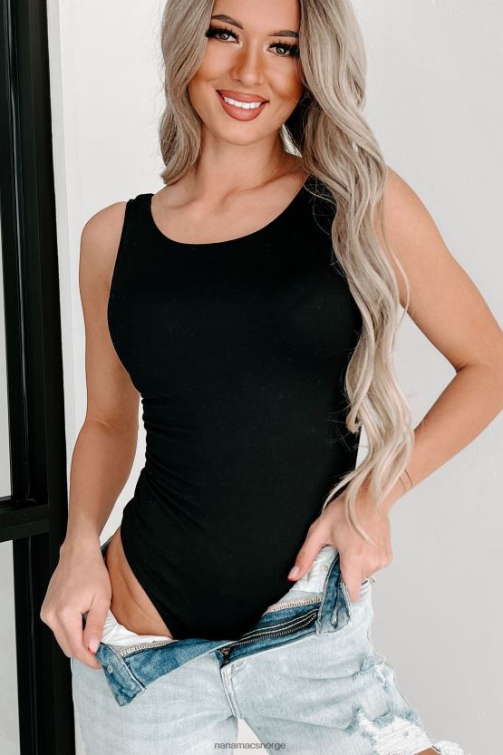 svart NanaMacs georgette original ermeløs scoop back body 402NJ0287