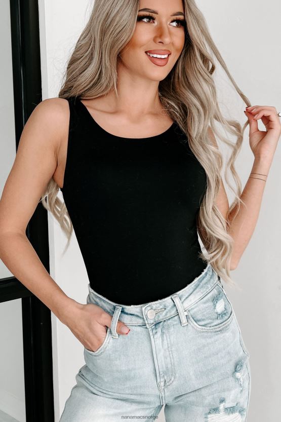 svart NanaMacs georgette original ermeløs scoop back body 402NJ0287