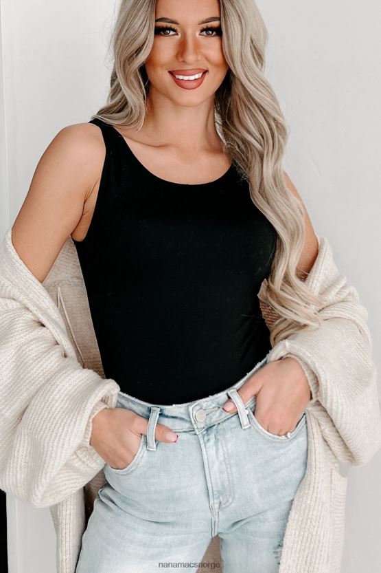 svart NanaMacs georgette original ermeløs scoop back body 402NJ0287