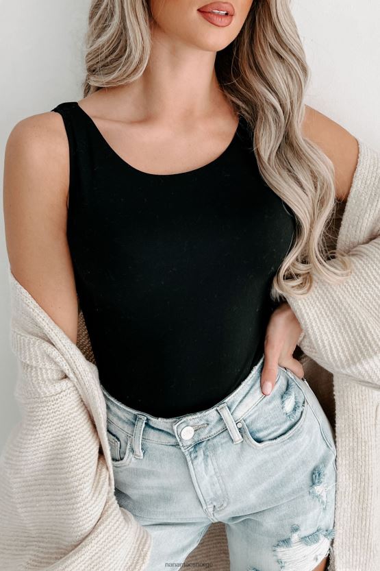 svart NanaMacs georgette original ermeløs scoop back body 402NJ0287