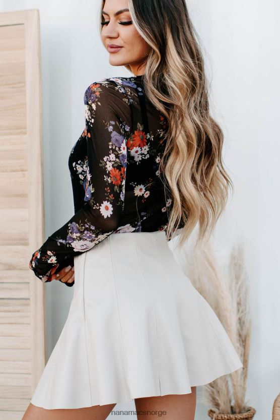 svart NanaMacs hvilken som helst dag nå floral mesh bodysuit 402NJ0379