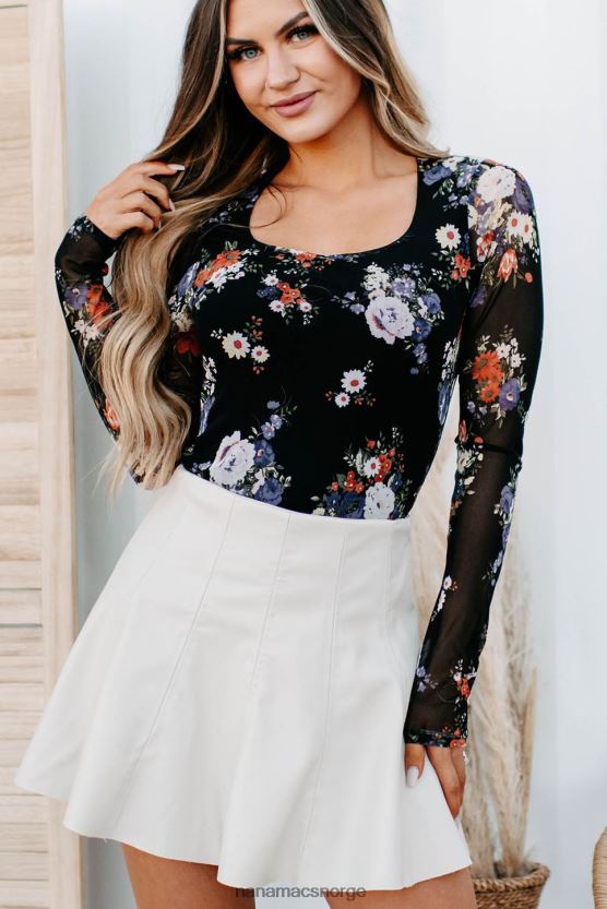 svart NanaMacs hvilken som helst dag nå floral mesh bodysuit 402NJ0379