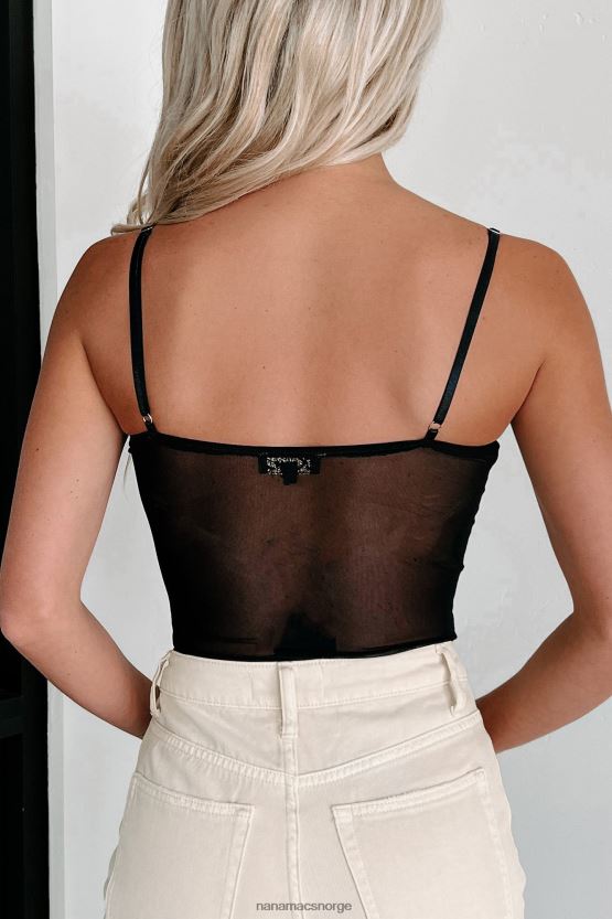 svart NanaMacs natt-ut polstret rhinestone bodysuit 402NJ0403