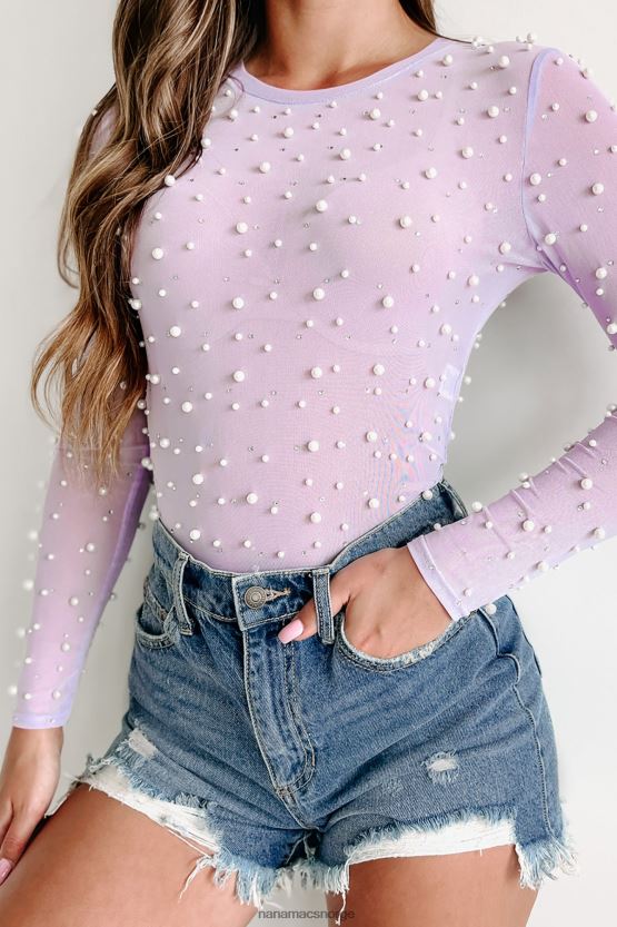 syrin NanaMacs gjør meg berømt rhinestone perle mesh bodysuit 402NJ0351