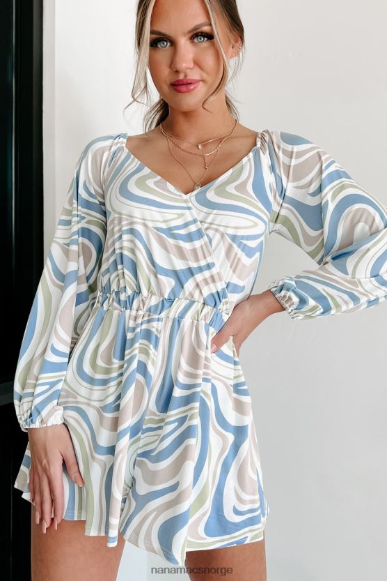 blå NanaMacs no lies langermet mønstret bukse 402NJ02614