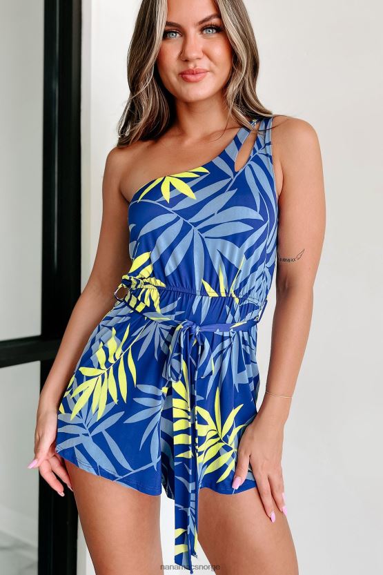 blå NanaMacs trips to thailand tropical print one shoulder romper 402NJ02500