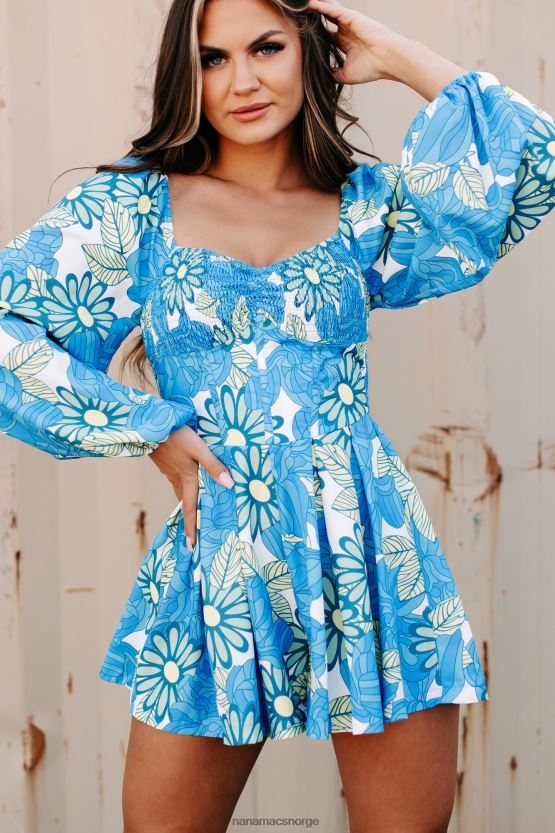 blå grønn NanaMacs karismatisk øyeblikk floral trykt langermet bukse 402NJ02557