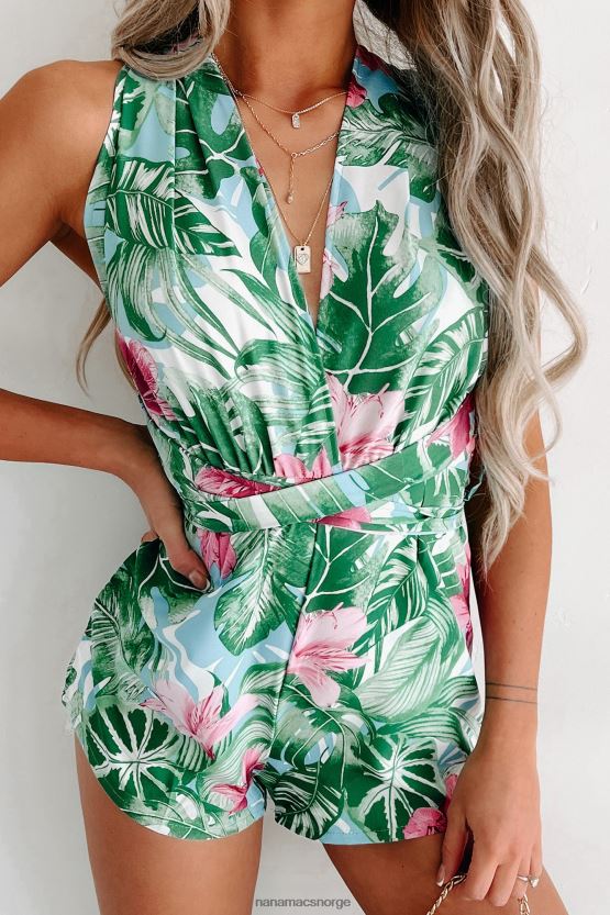 rosa/blå/grønn NanaMacs på vacay time halter neck romper 402NJ02615
