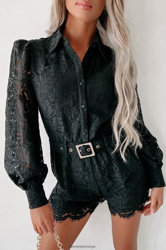 svart NanaMacs ser opp til deg blonder langermet belte-romper 402NJ02612