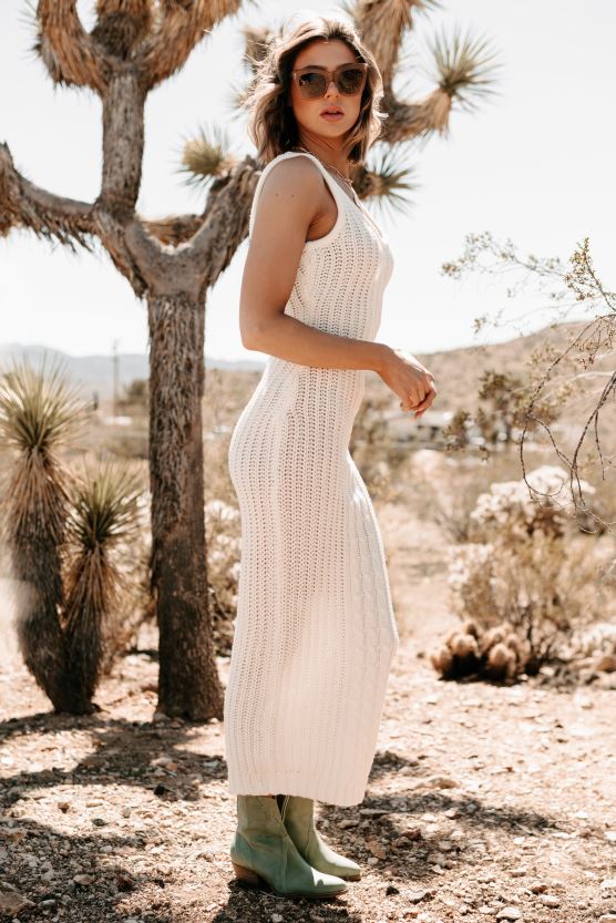 elfenbein NanaMacs etter brunsj genser strikk maxi kjole 402NJ02435