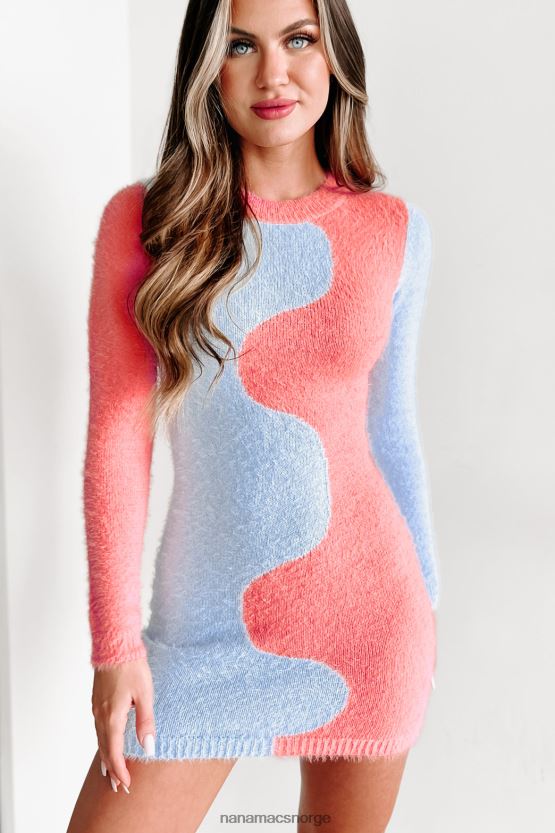 rosa/blått NanaMacs my call fuzzy sweater dress 402NJ02111