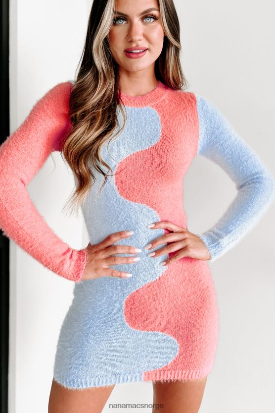 rosa/blått NanaMacs my call fuzzy sweater dress 402NJ02111
