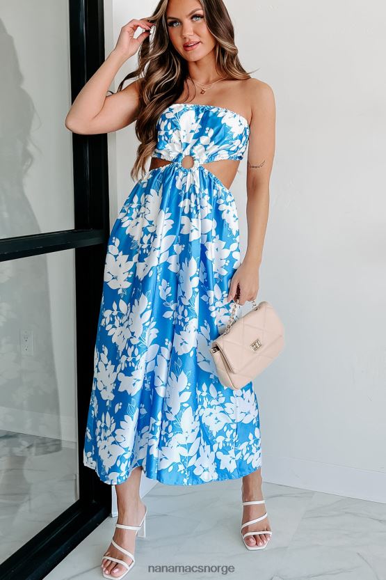 blå hvit NanaMacs gjøre dem sjalu stroppeløs floral jumpsuit 402NJ02593