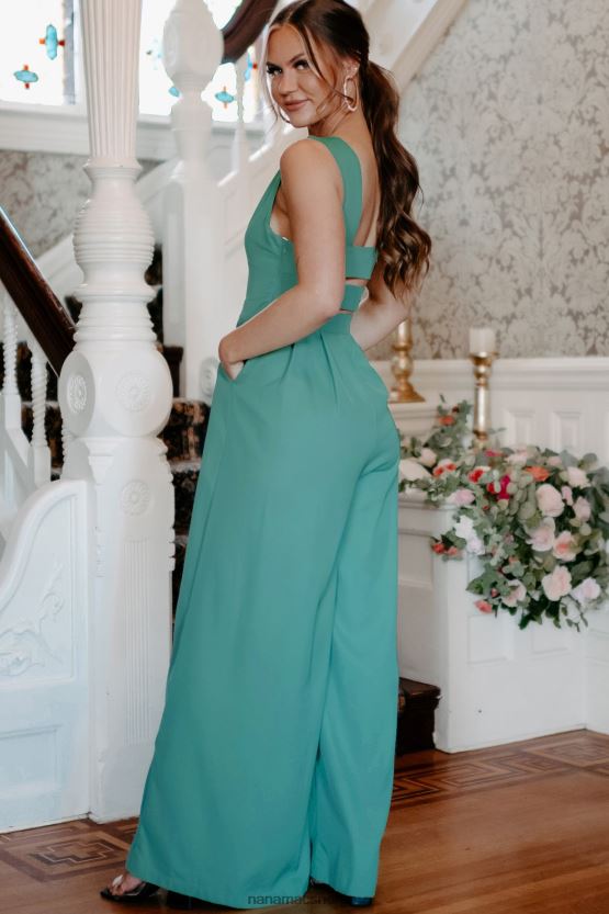 grønn NanaMacs ingen begrensninger jumpsuit med brede ben med utskårne detaljer 402NJ02633