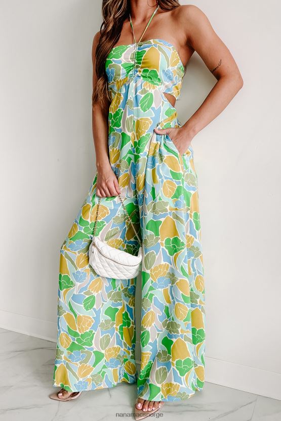 grønn multi NanaMacs uten tvil halter neck jumpsuit 402NJ02628