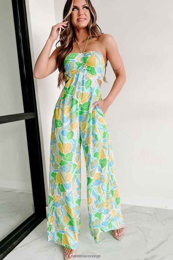 grønn multi NanaMacs uten tvil halter neck jumpsuit 402NJ02628
