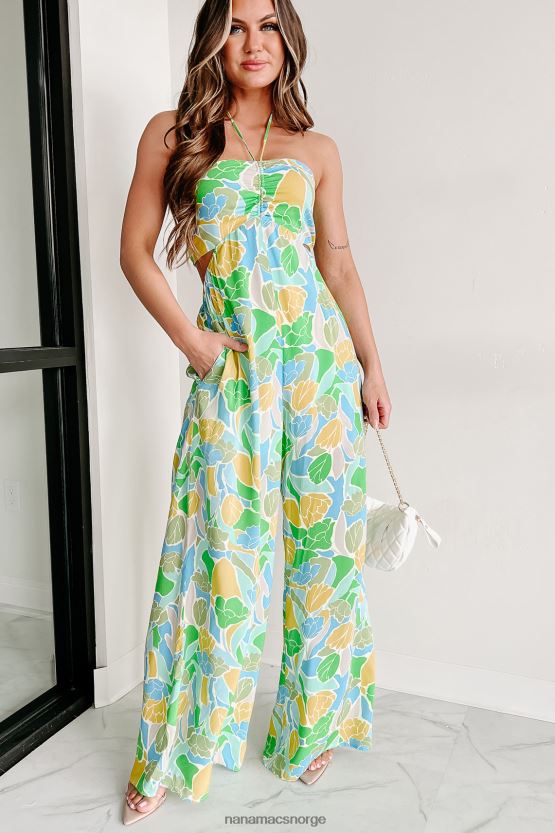 grønn multi NanaMacs uten tvil halter neck jumpsuit 402NJ02628