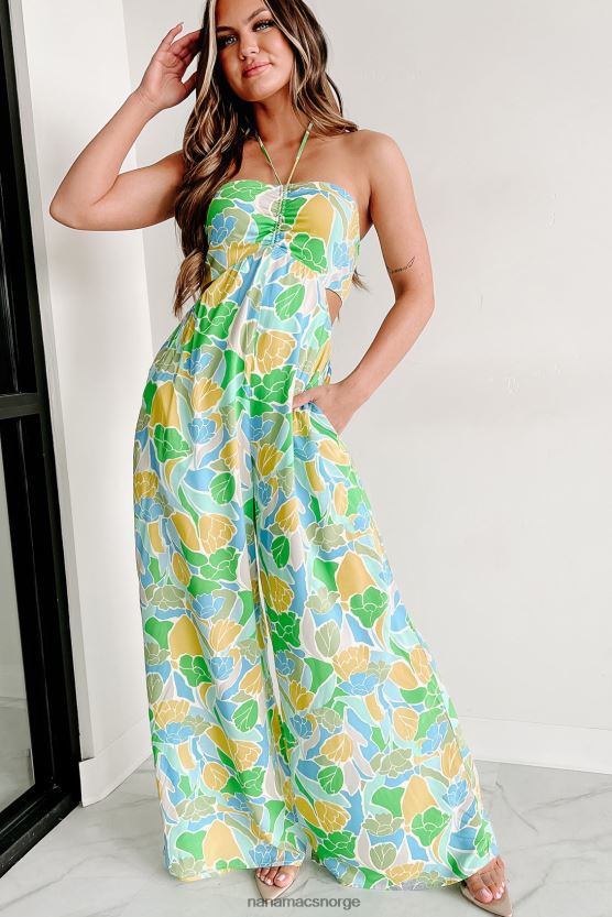 grønn multi NanaMacs uten tvil halter neck jumpsuit 402NJ02628