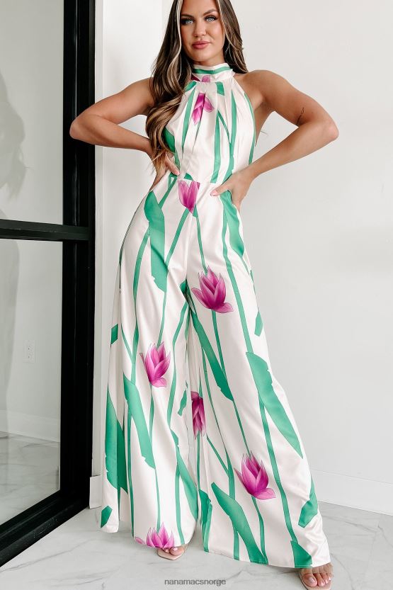 grønn rosa krem NanaMacs nynn en tune grime neck backless jumpsuit 402NJ02549