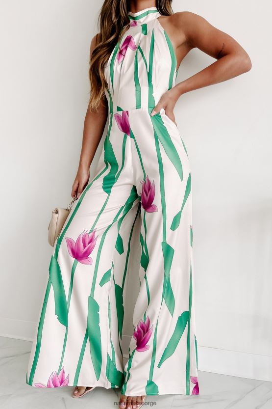 grønn rosa krem NanaMacs nynn en tune grime neck backless jumpsuit 402NJ02549