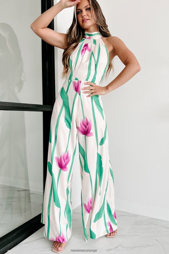 grønn rosa krem NanaMacs nynn en tune grime neck backless jumpsuit 402NJ02549