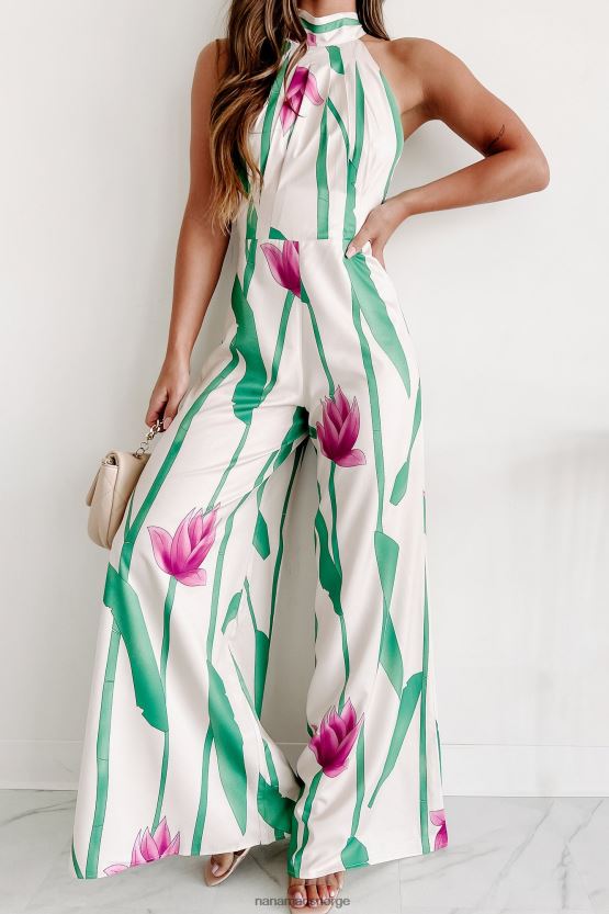 grønn rosa krem NanaMacs nynn en tune grime neck backless jumpsuit 402NJ02549