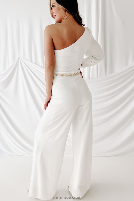hvit NanaMacs kjære tilstedeværelse en skulderbelte jumpsuit med brede ben 402NJ02573