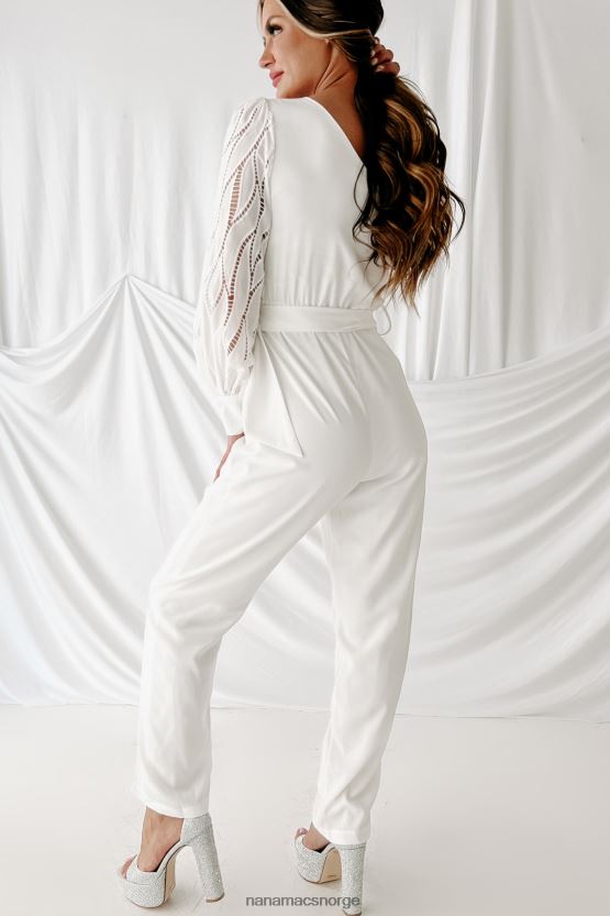 hvit NanaMacs skru tilbake tid hekle en skulder belte jumpsuit 402NJ02571