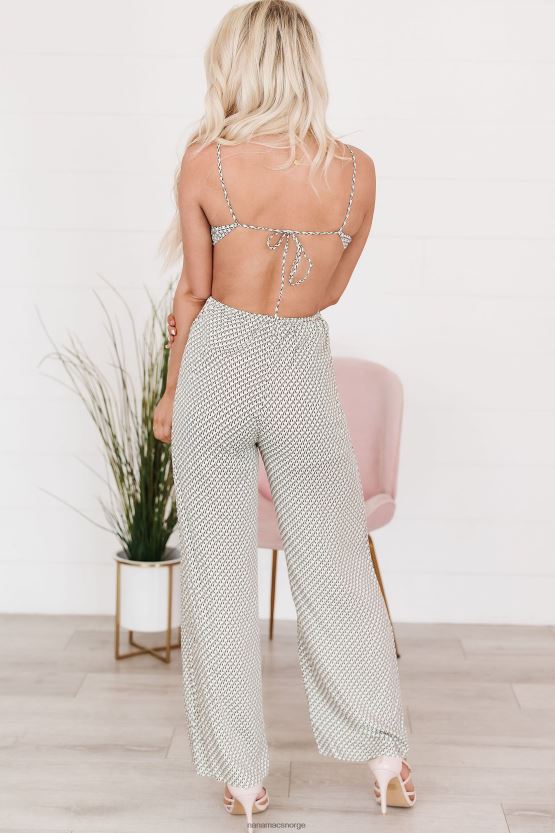 hvit/khaki geo NanaMacs trykk bakoverspolt grime jumpsuit 402NJ02665