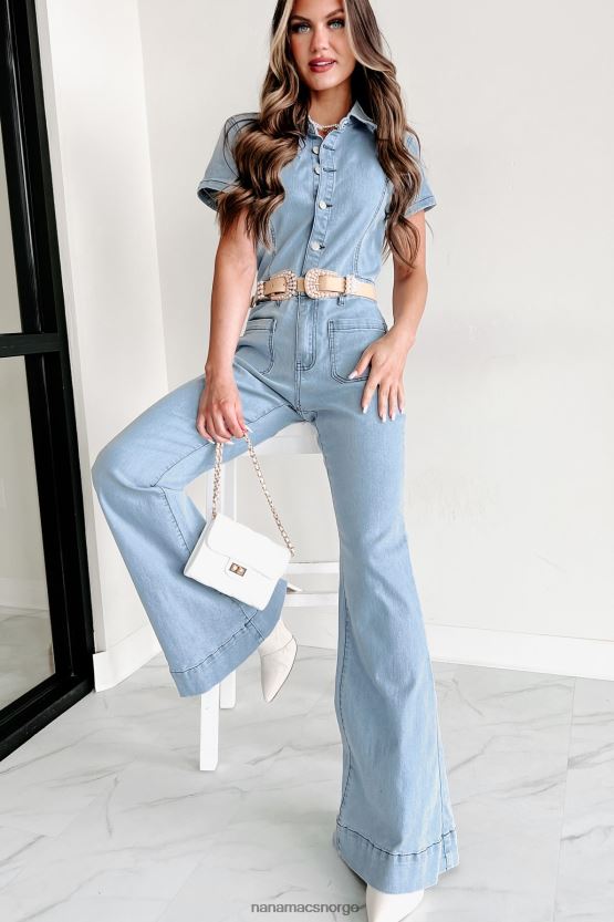 lett denim NanaMacs gjenta tidligere blusset denim jumpsuit 402NJ02688