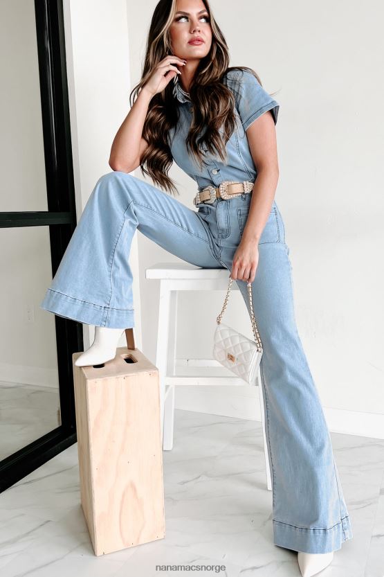 lett denim NanaMacs gjenta tidligere blusset denim jumpsuit 402NJ02688
