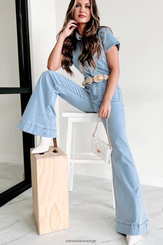 lett denim NanaMacs gjenta tidligere blusset denim jumpsuit 402NJ02688