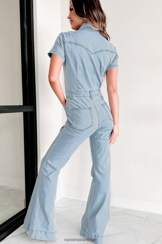 lett denim NanaMacs gjenta tidligere blusset denim jumpsuit 402NJ02688